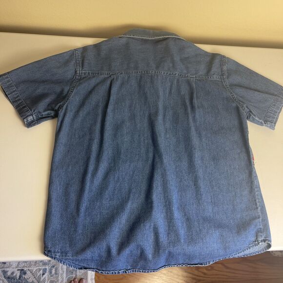 VTG Teacher School Novelty Embellished Womens Top Sz M Denim Y2K Button Up Cute - Picture 8 of 15